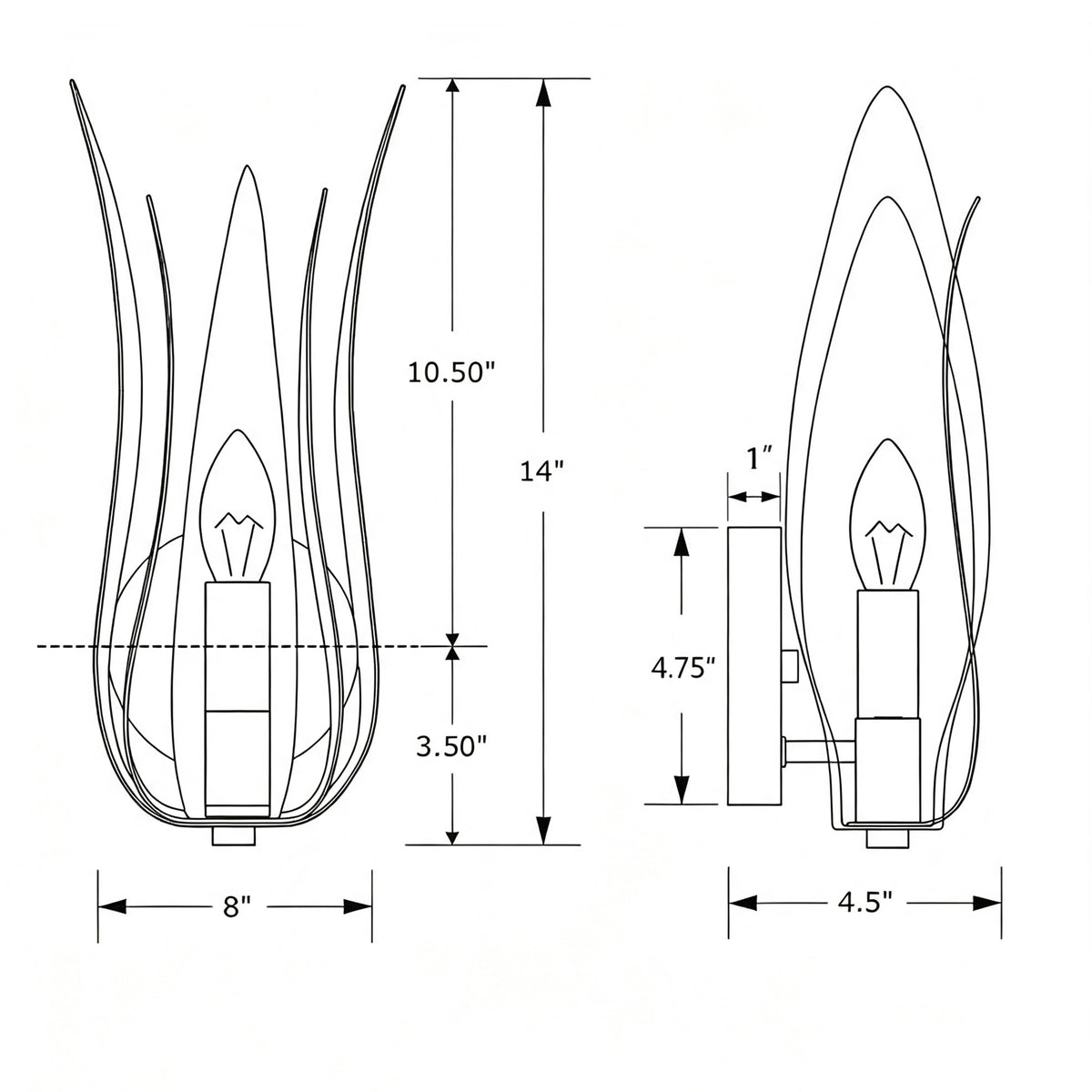Broche 8'' Sconce dimensions