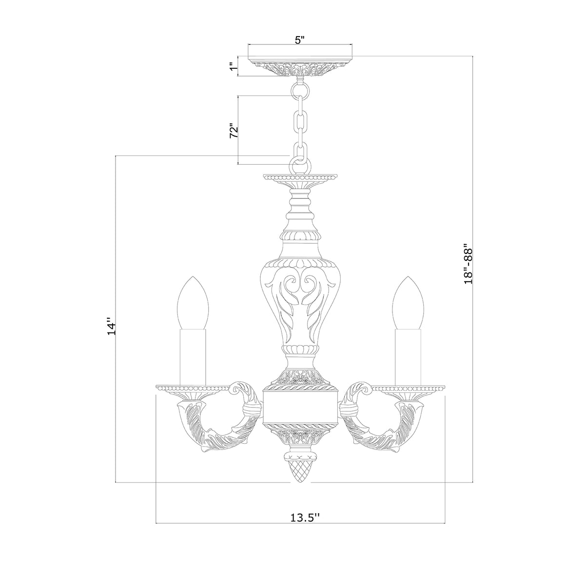 Paris Market 13.5'' Chandelier dimensions
