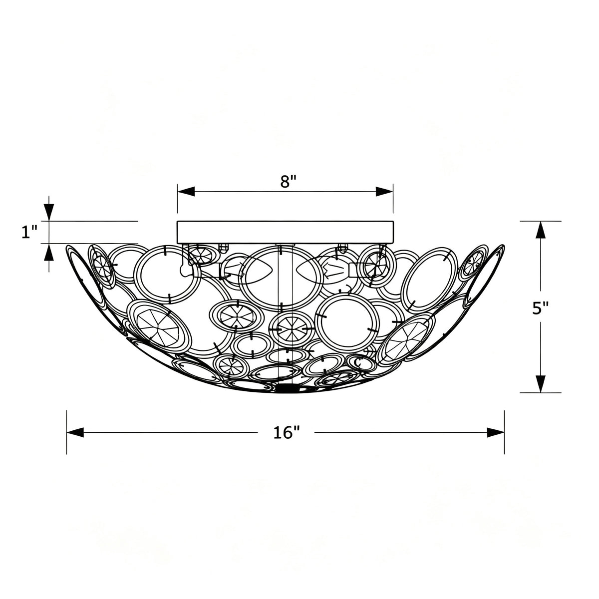Palla 16'' Semi Flush Mount dimensions