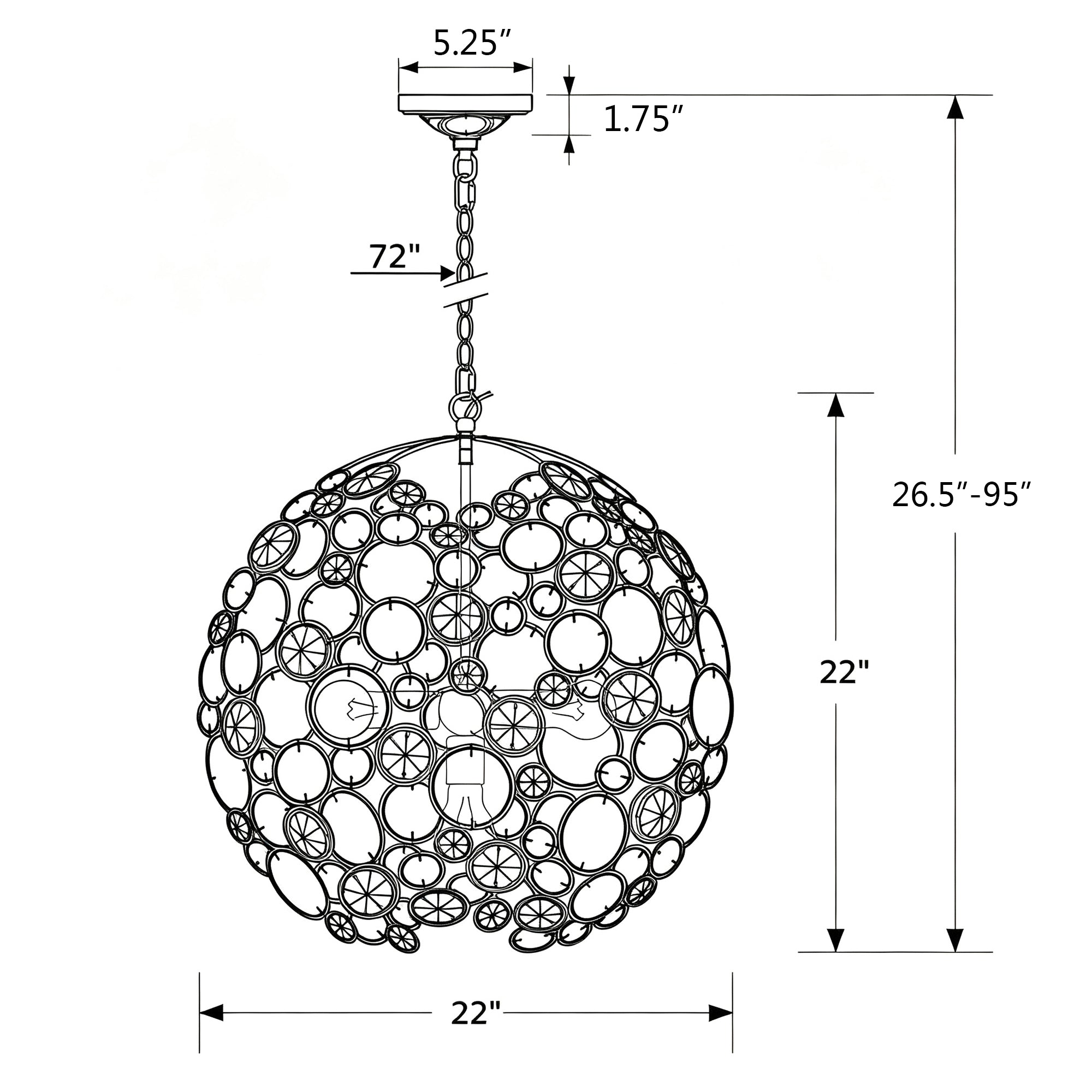 Palla 22'' Chandelier | Crystorama Lighting