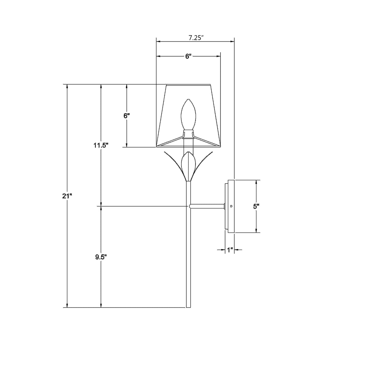 Broche 6'' Sconce dimensions