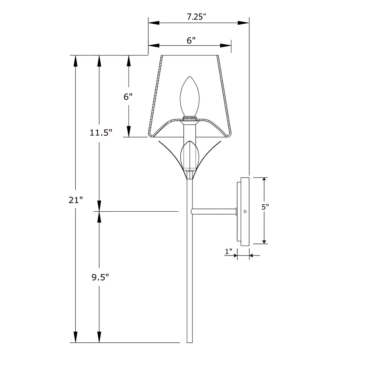 Broche 6'' Sconce dimensions