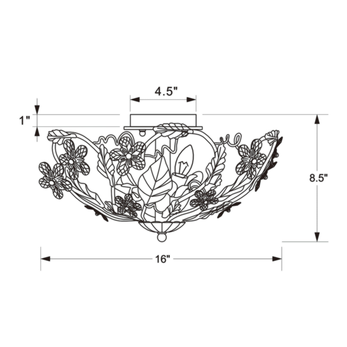 Paris Market 16'' Semi Flush Mount dimensions