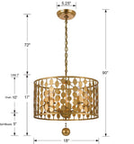 Layla 18'' Chandelier - Dimensions Diagram (545-GA)
