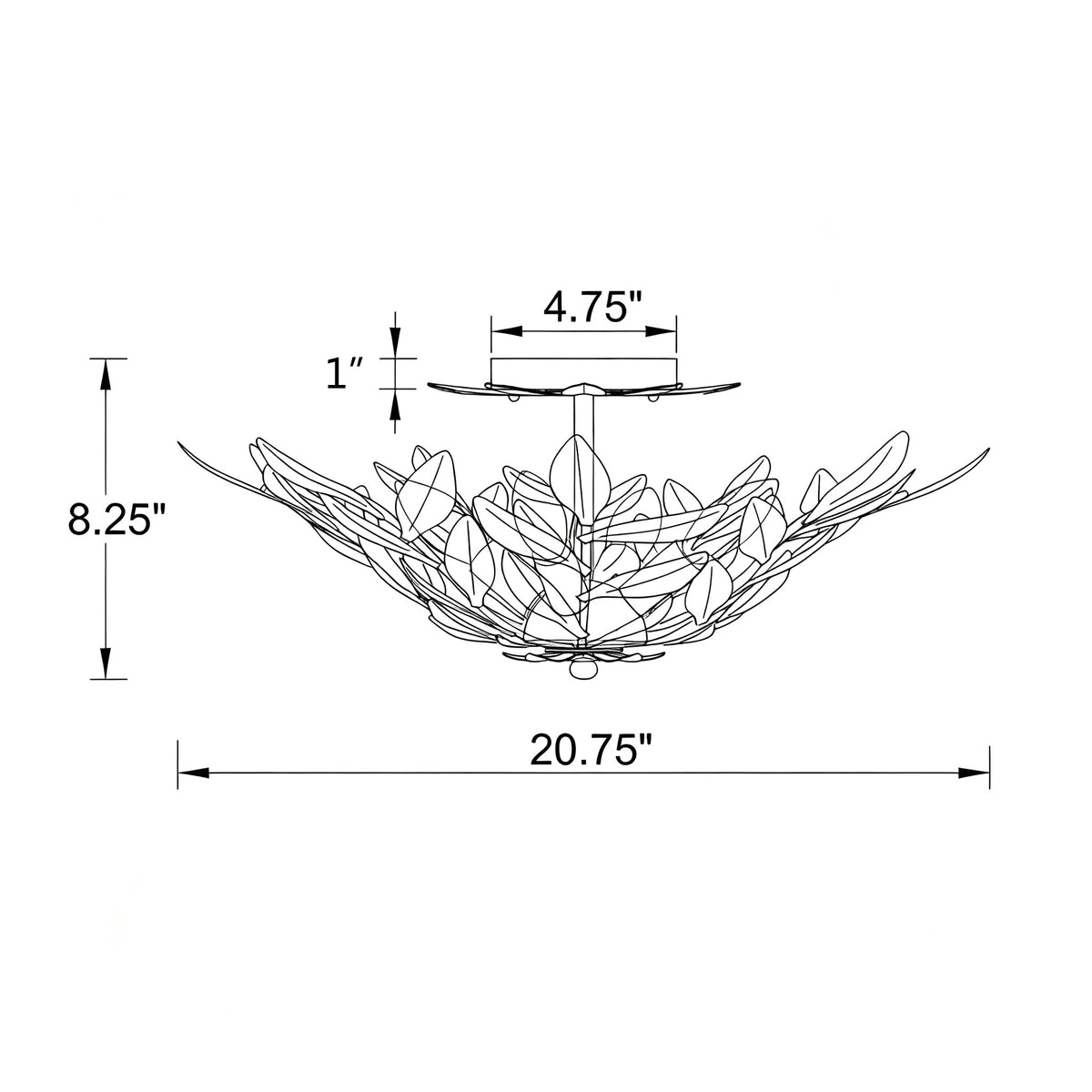 Broche 20.75'' Semi Flush Mount dimensions