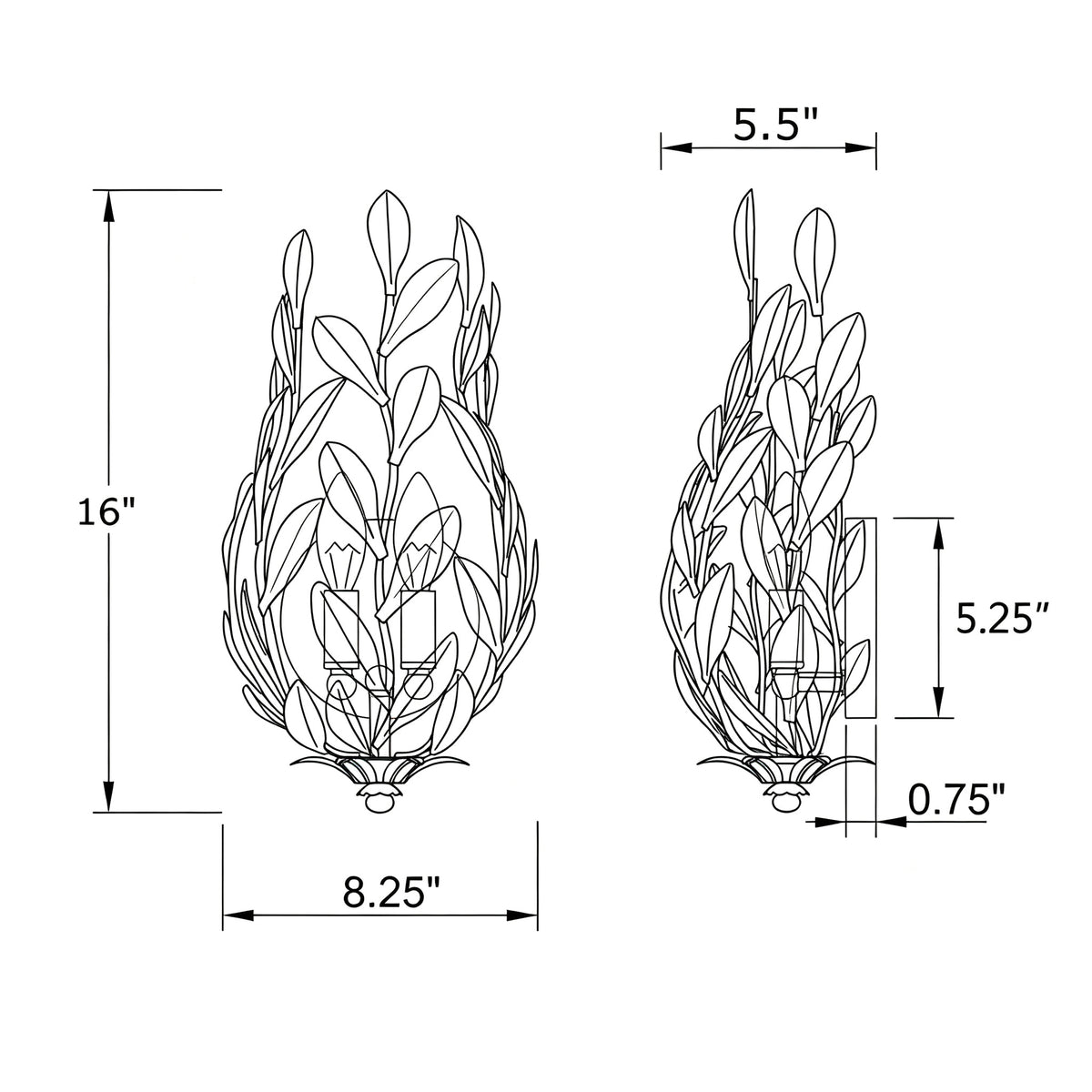 Broche 8.25'' Sconce dimensions