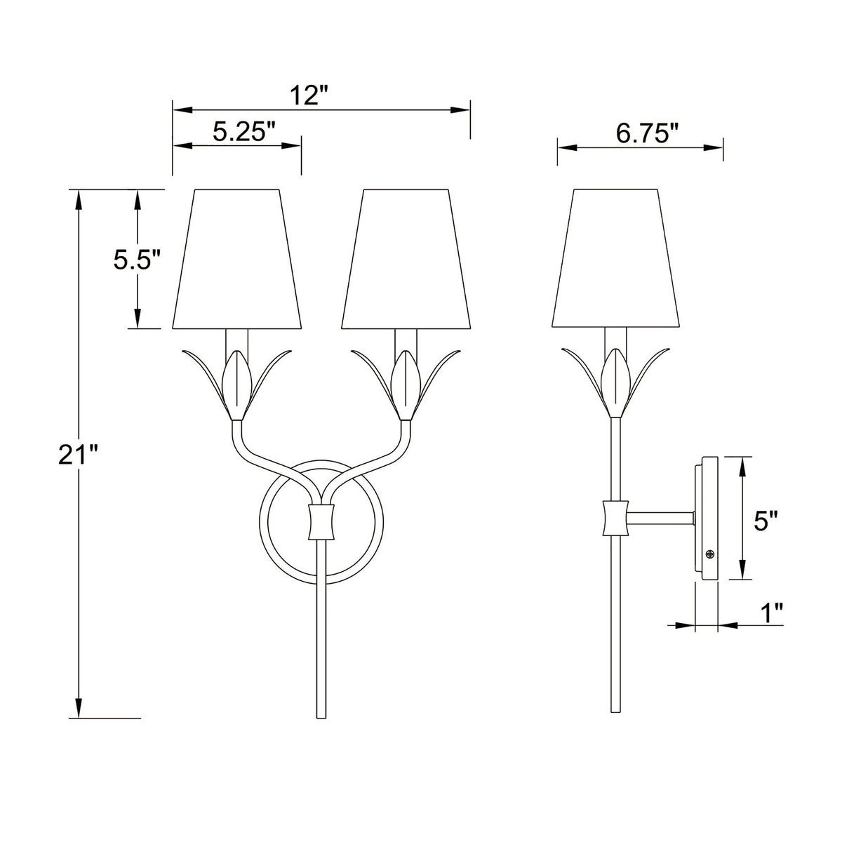 Broche 12'' Sconce dimensions
