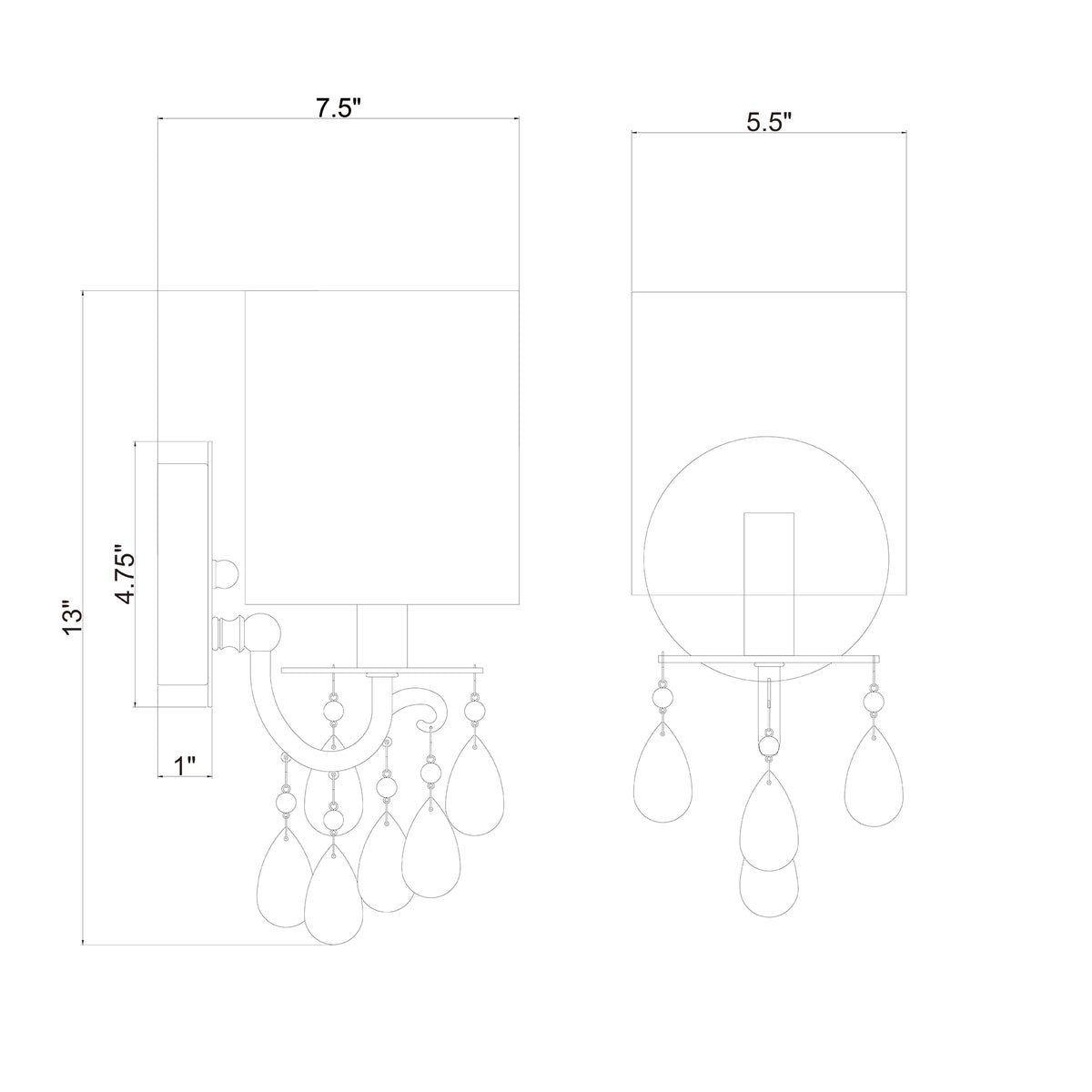 Hampton 5.5'' Sconce dimensions