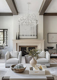 Broche 42'' Chandelier in Matte White - Lifestyle View (569-MT)