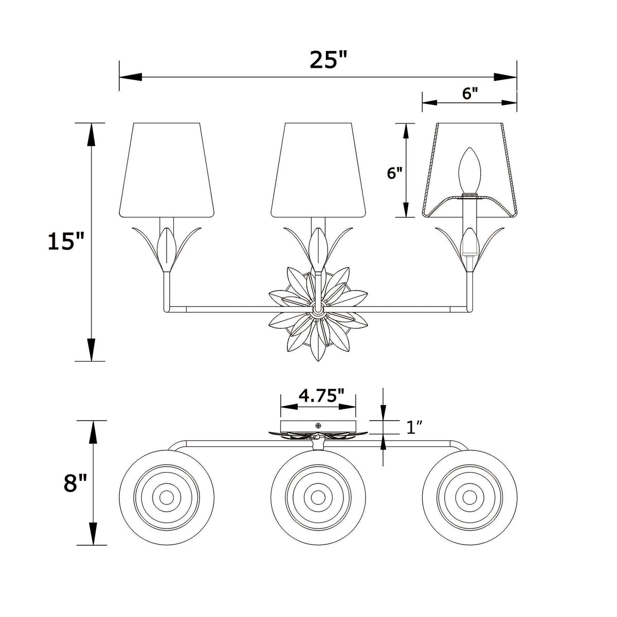 Broche 25'' Bathroom Vanity dimensions