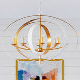 Luna 36'' Oval Chandelier in Matte White - Antique Gold - Lifestyle View (588-MT-GA)