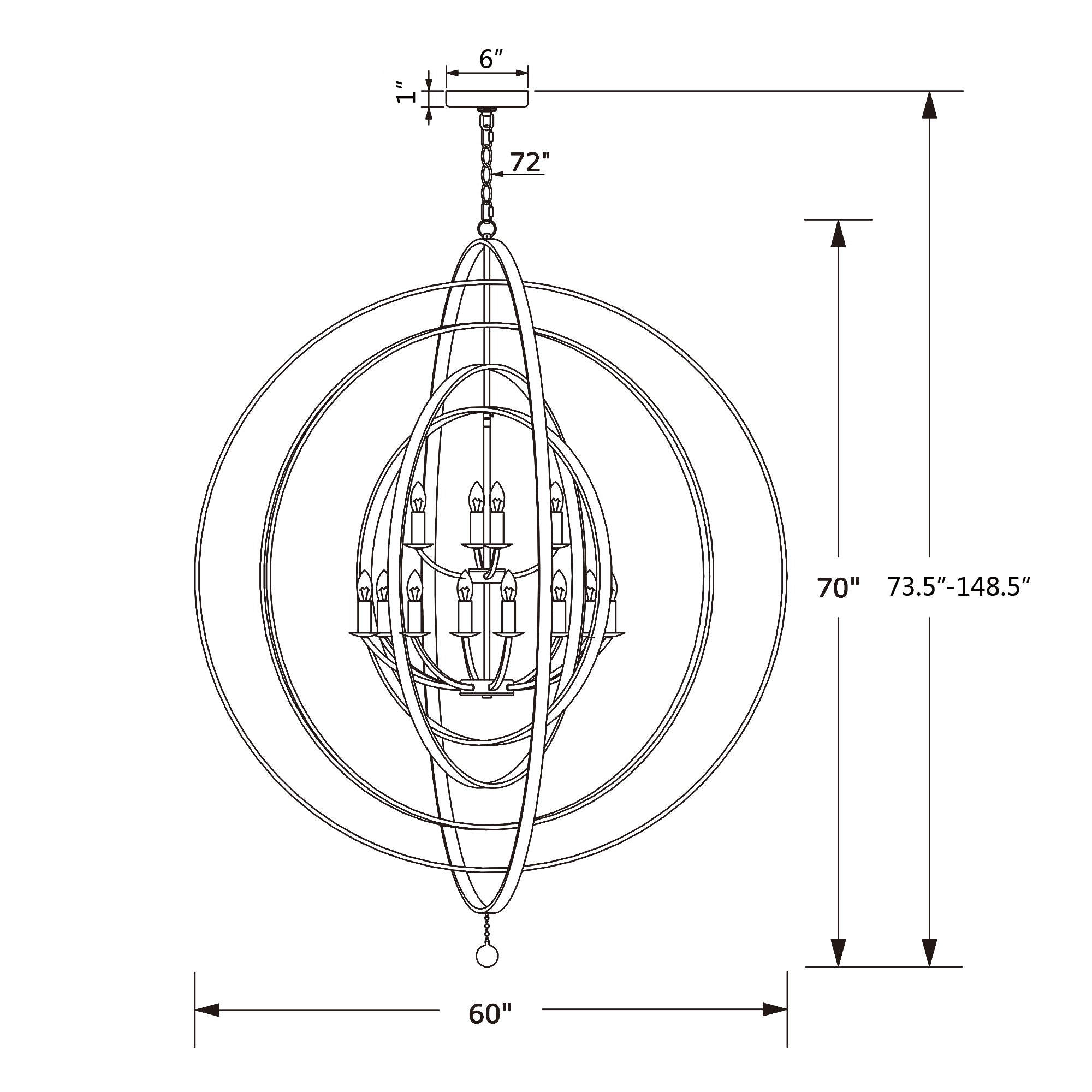 Luna 60'' Chandelier | Crystorama Lighting