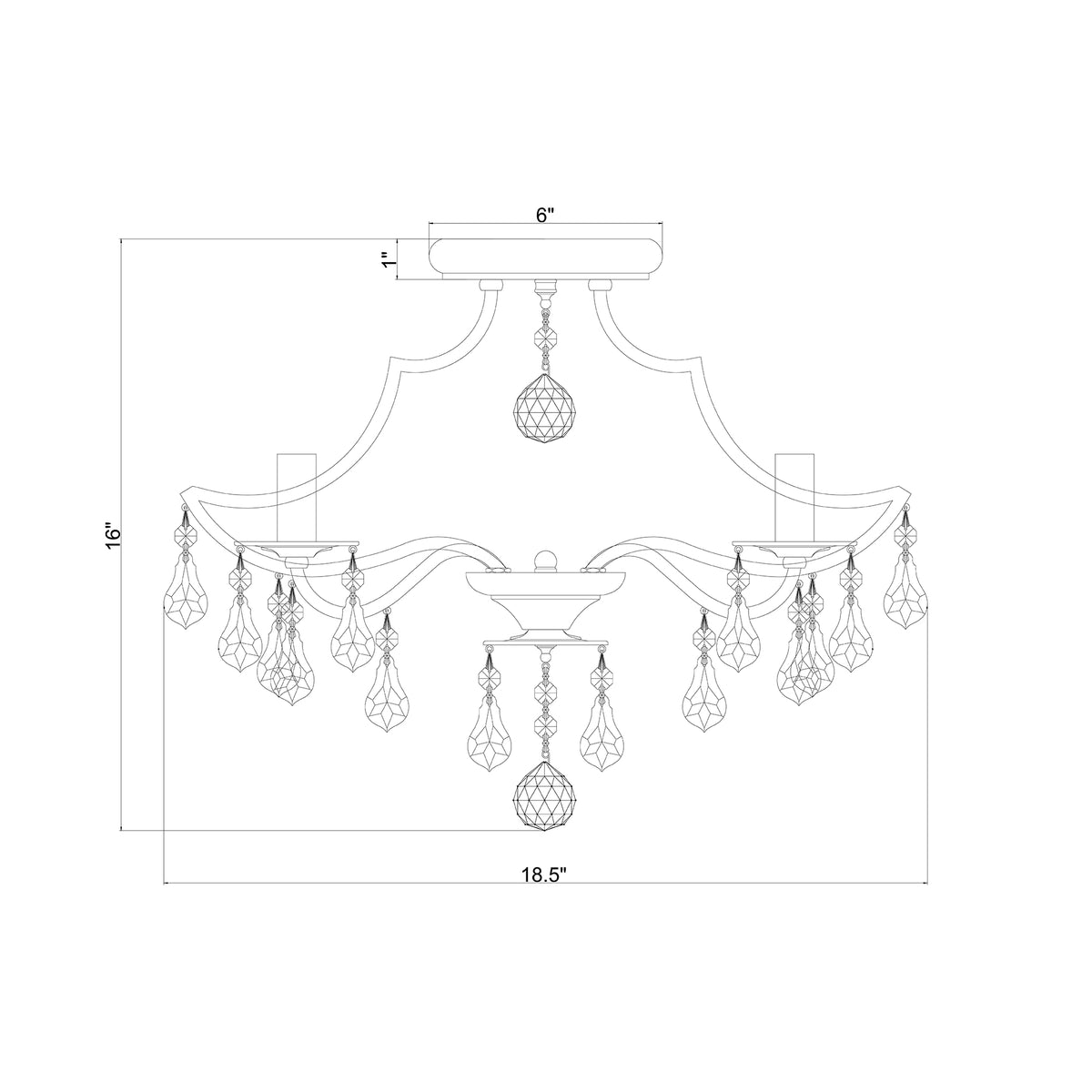 Cedar 18.5'' Semi Flush Mount dimensions