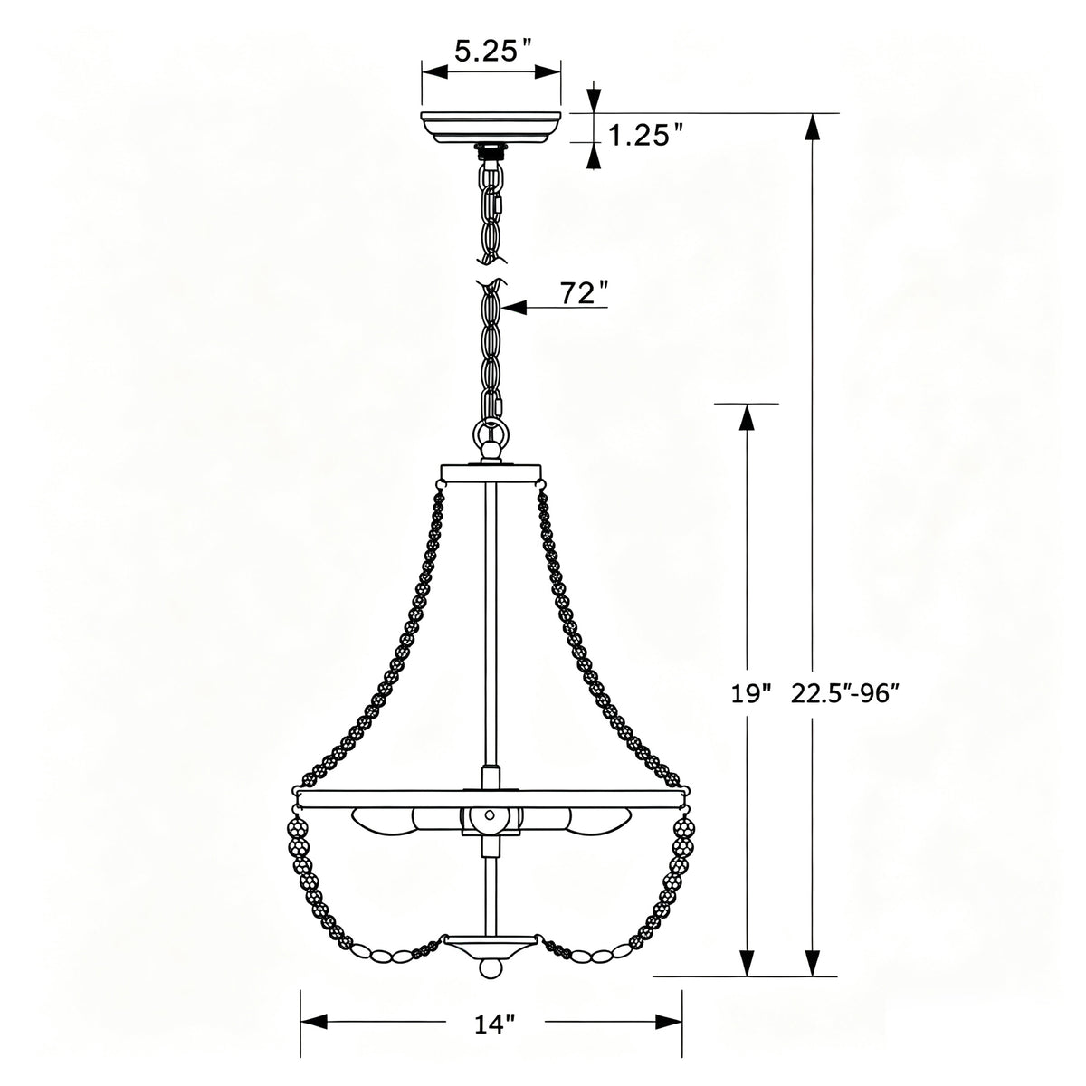 Rylee 14'' Chandelier dimensions
