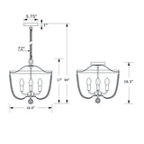 Rylee 16.5'' Chandelier - Dimensions Diagram (604-GA)