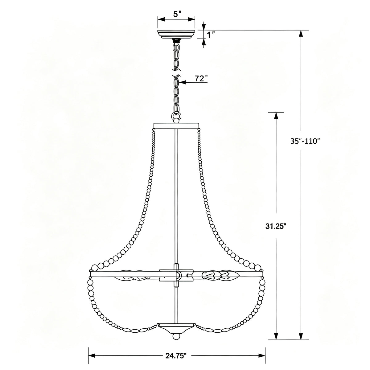 Rylee 24.75'' Chandelier dimensions