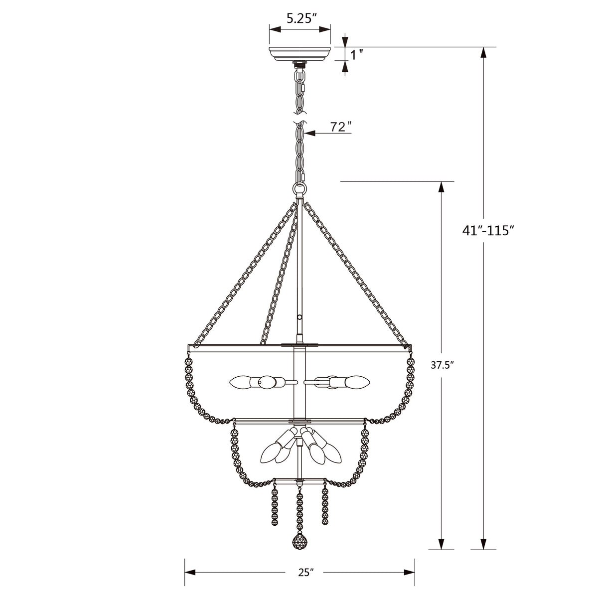 Rylee 24.75'' Chandelier dimensions