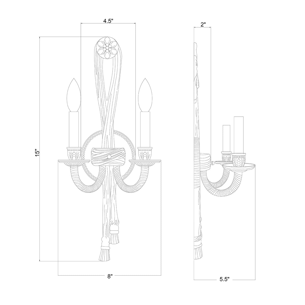 Lexsi 8'' Sconce dimensions