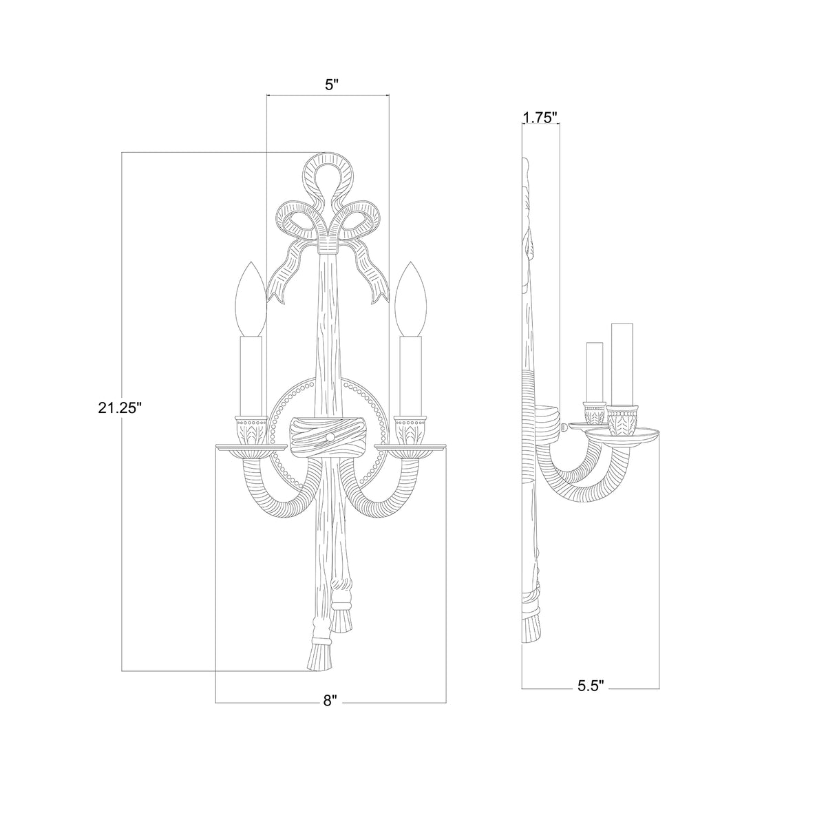 Lexsi 8'' Sconce dimensions
