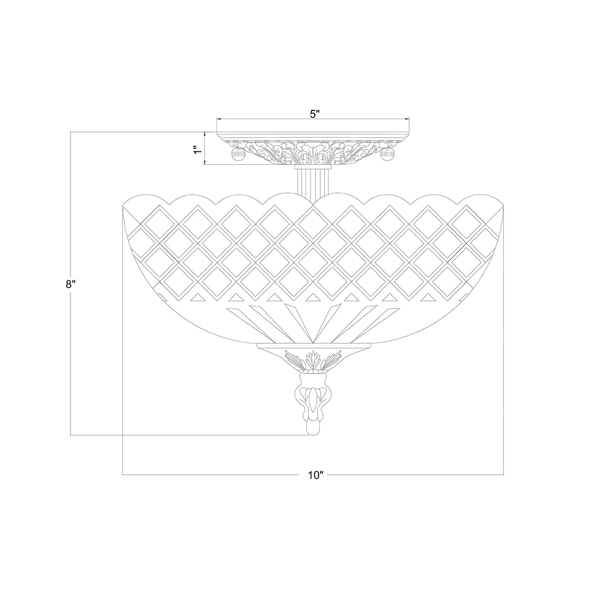 Milton 10'' Semi Flush Mount dimensions