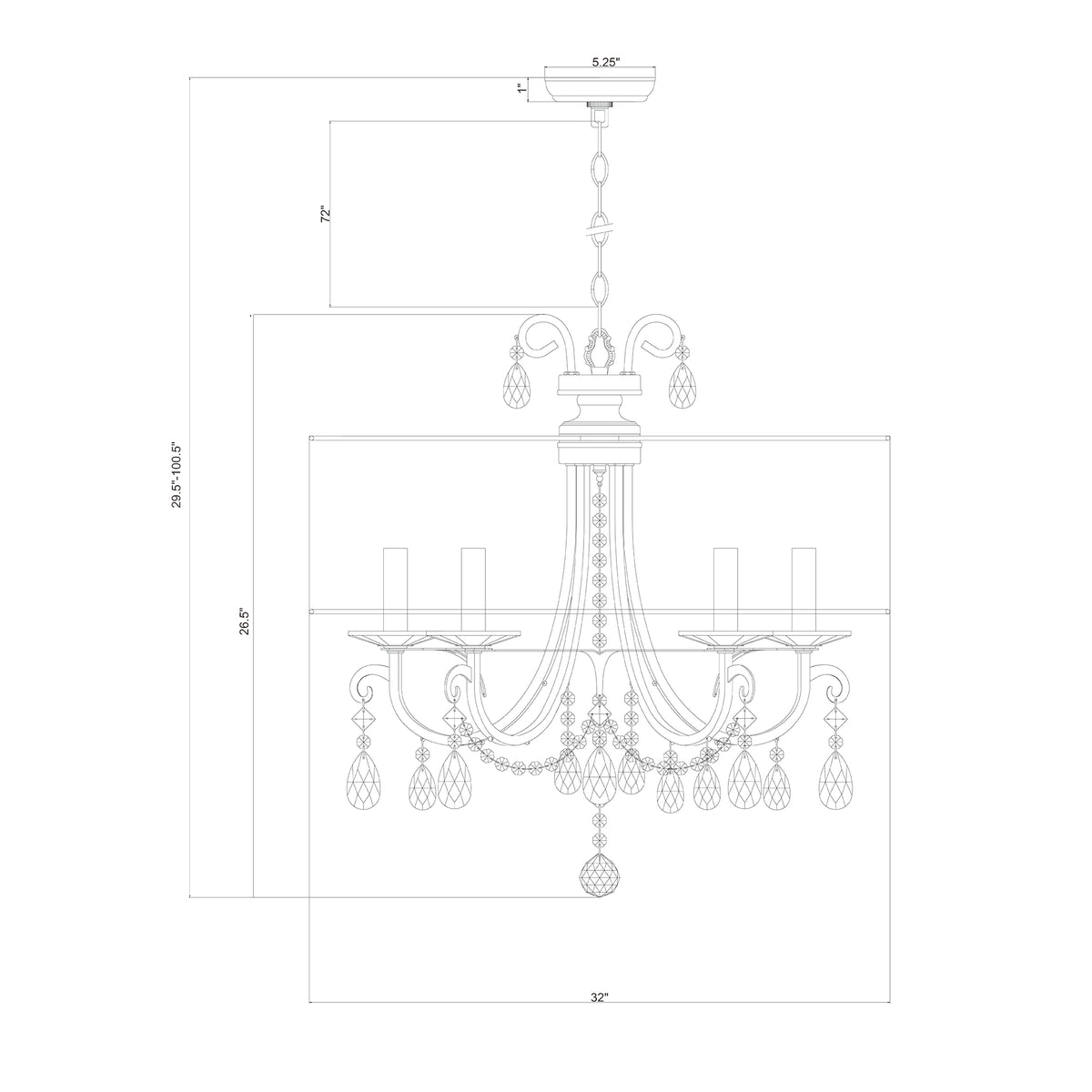 Othello 24'' Chandelier dimensions