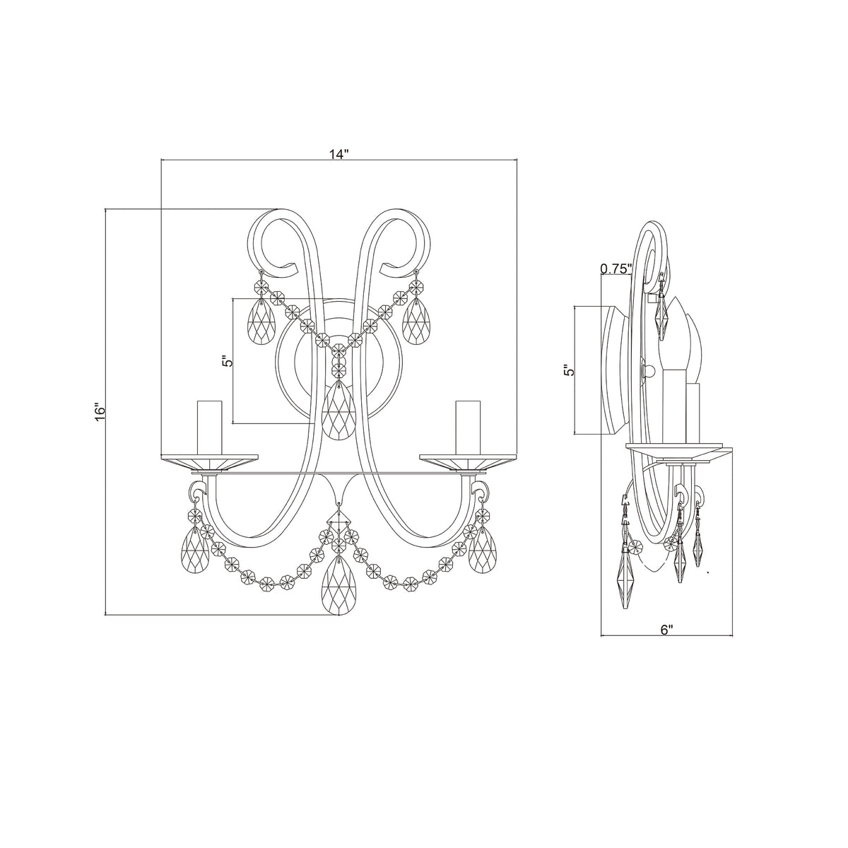 Othello 14'' Sconce dimensions