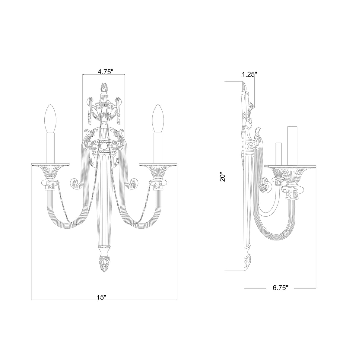 Langley 15'' Sconce dimensions