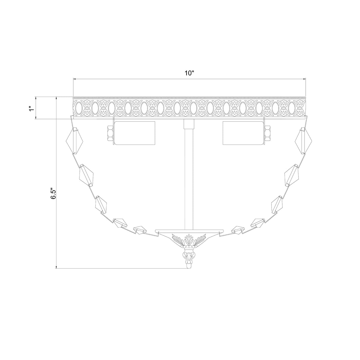 Waltham 10'' Flush Mount dimensions