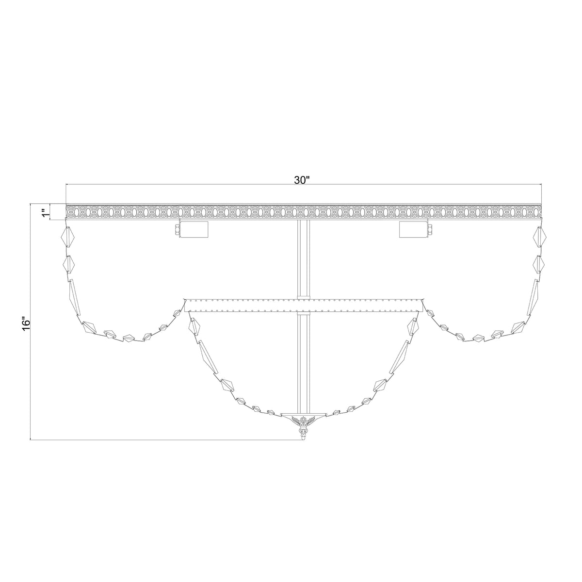 Waltham 30'' Flush Mount dimensions