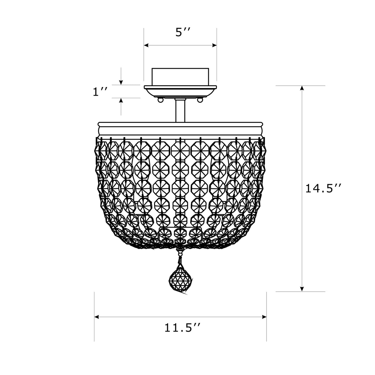 Archer 11.5'' Semi Flush Mount dimensions