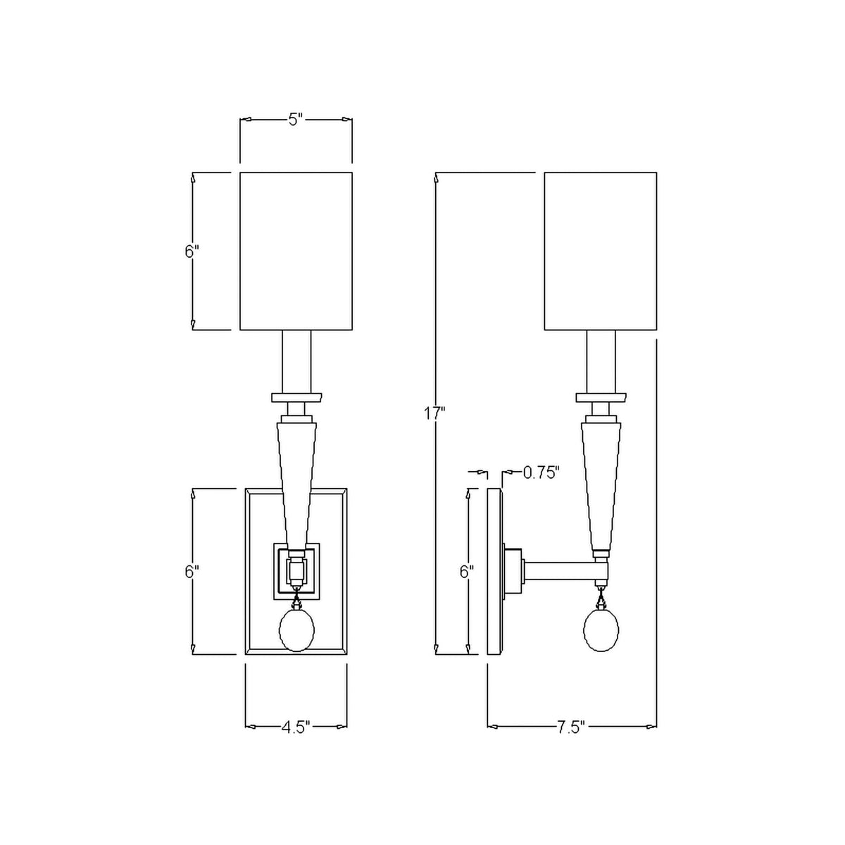 Paxton 5'' Sconce dimensions