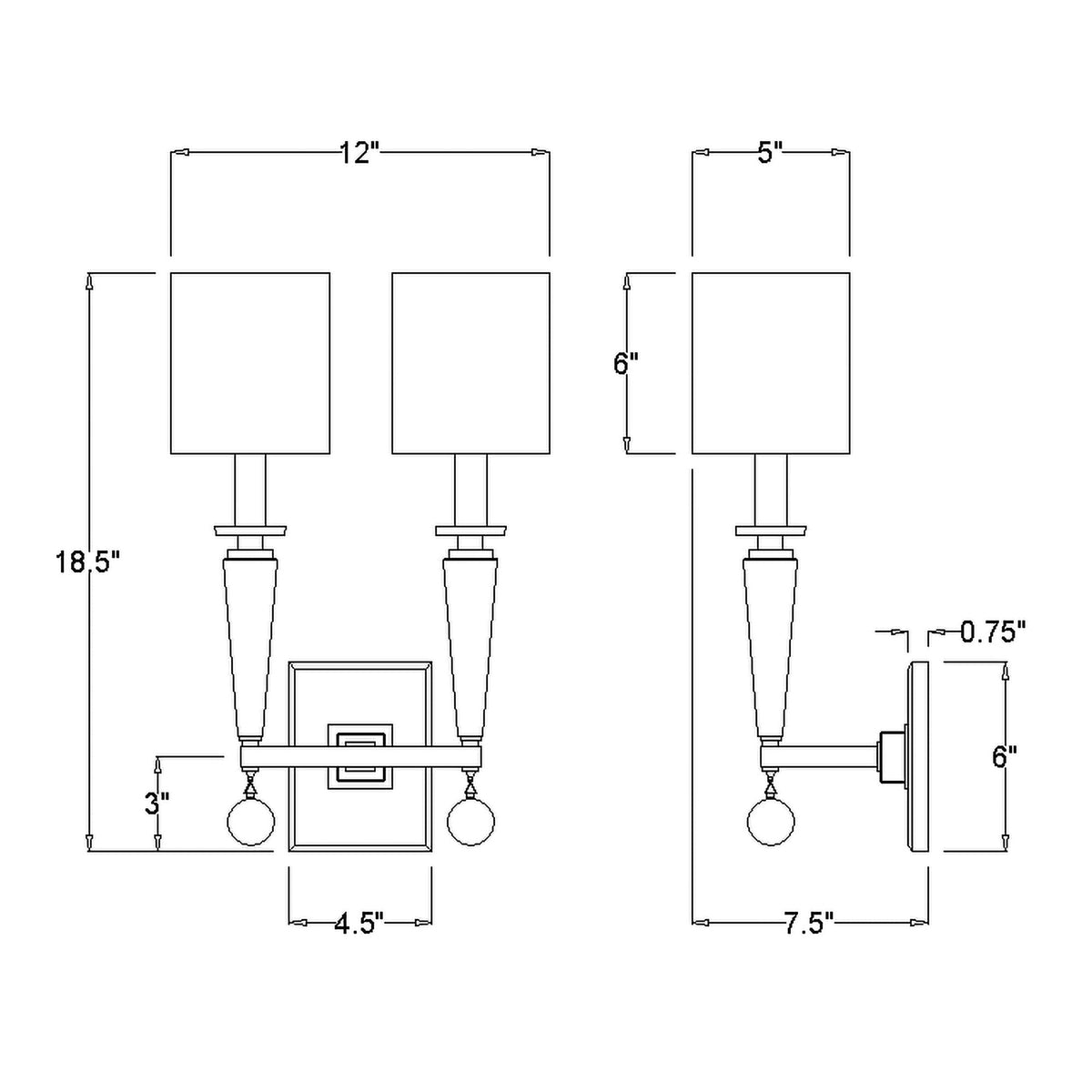 Paxton 11.5'' Sconce dimensions