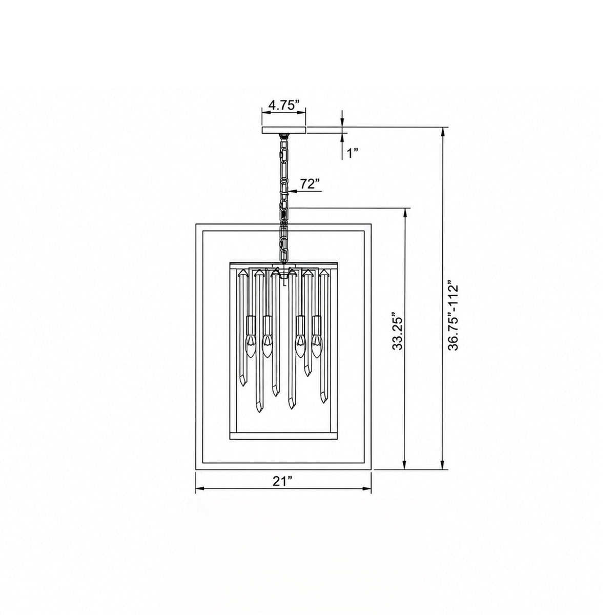 Hollis 21'' Chandelier dimensions