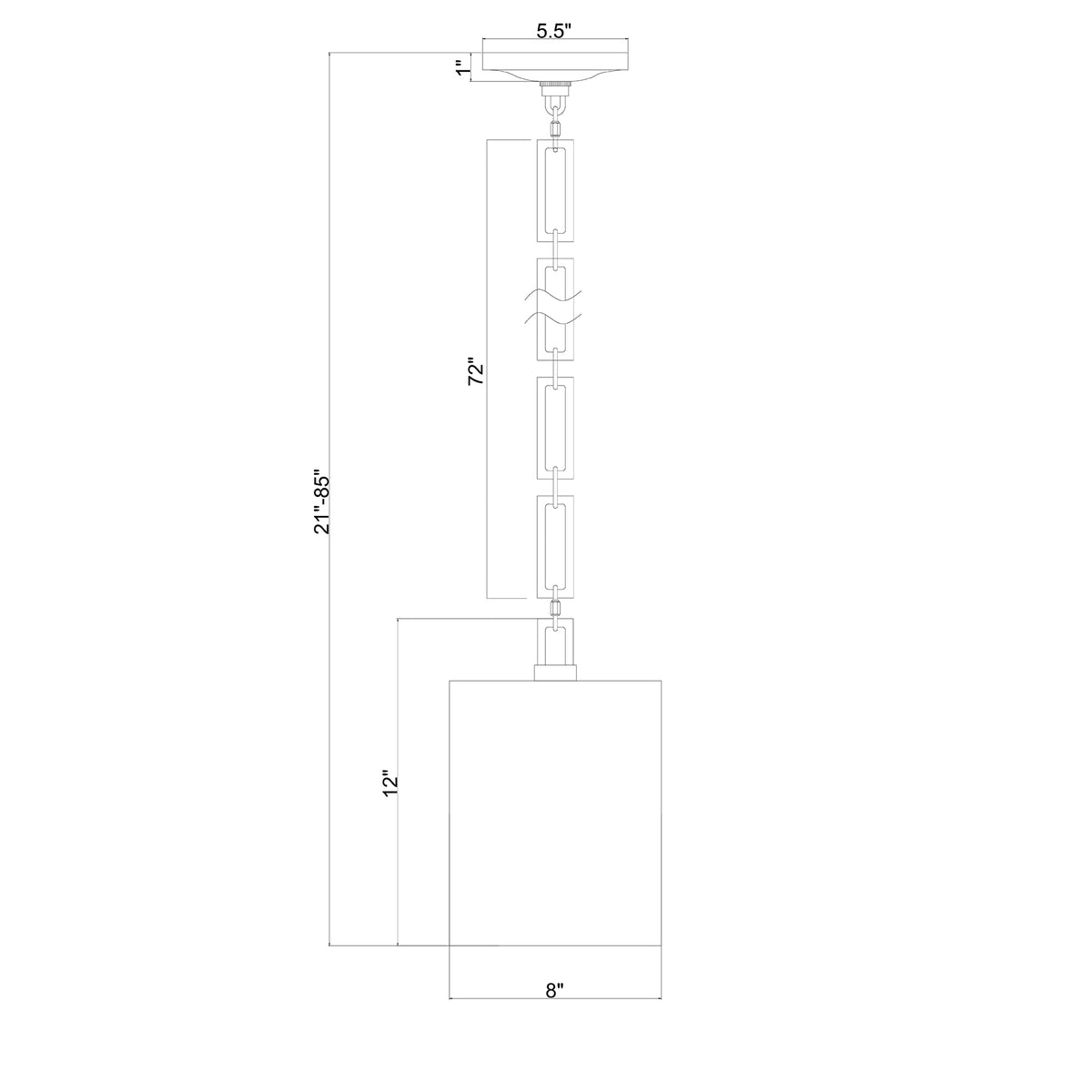 Alston 8'' Pendant dimensions