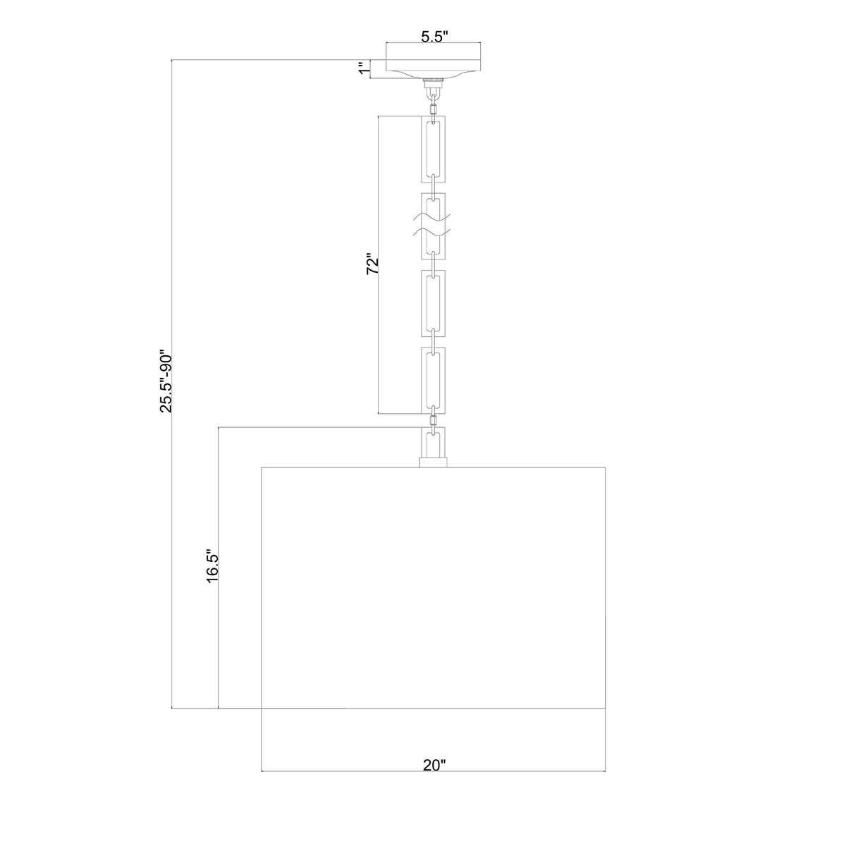Alston 20'' Pendant dimensions