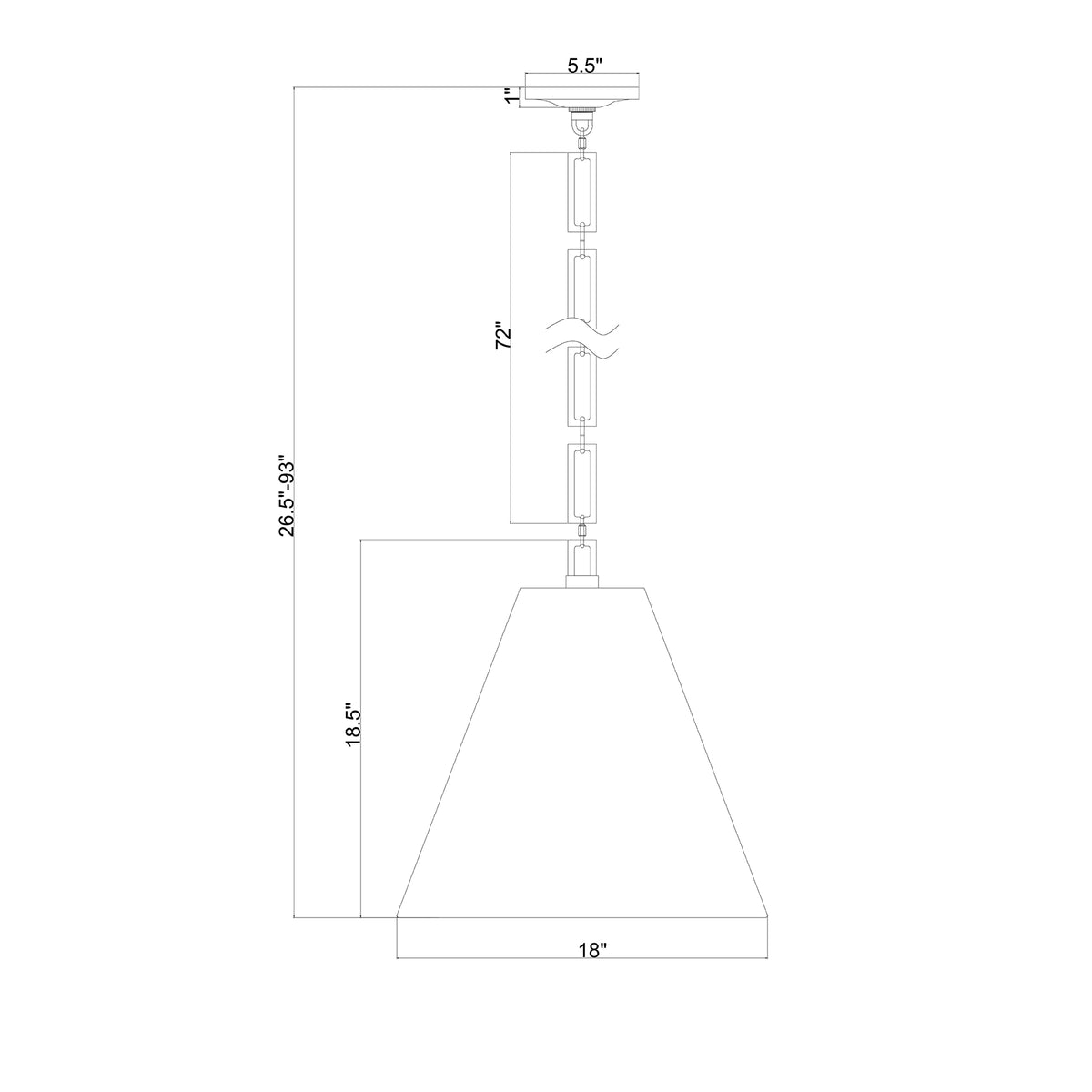 Alston 18'' Pendant dimensions