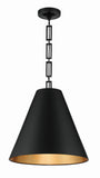 Alston 18'' Pendant in Matte Black - Antique Gold - Front View (8687-MK-GA)