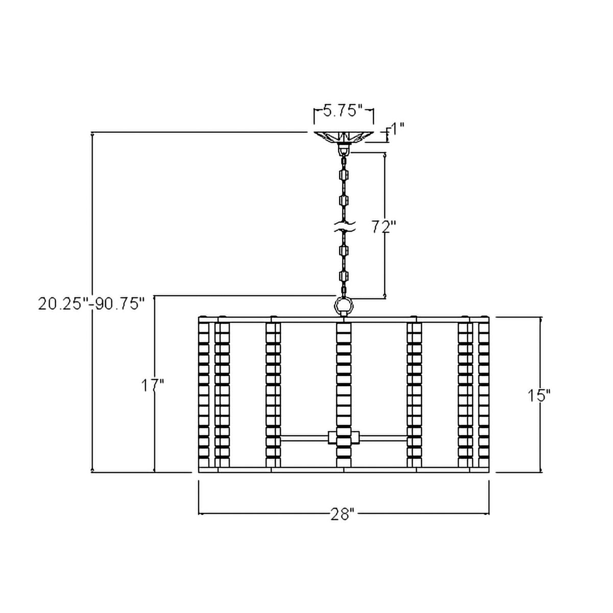 Carson 28'' Chandelier dimensions