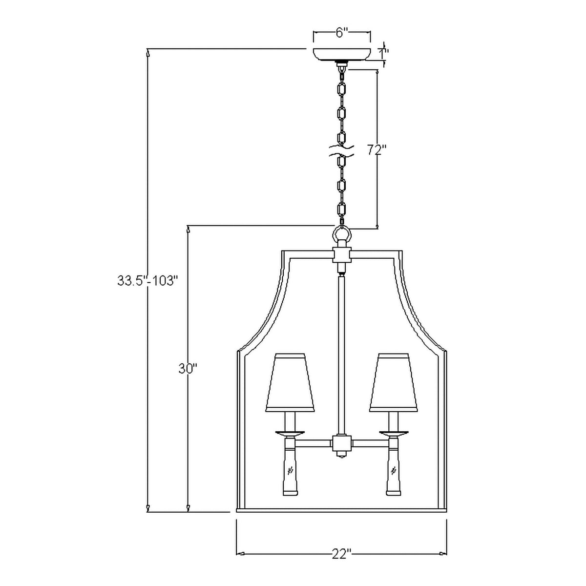 Baxter 22'' Chandelier dimensions