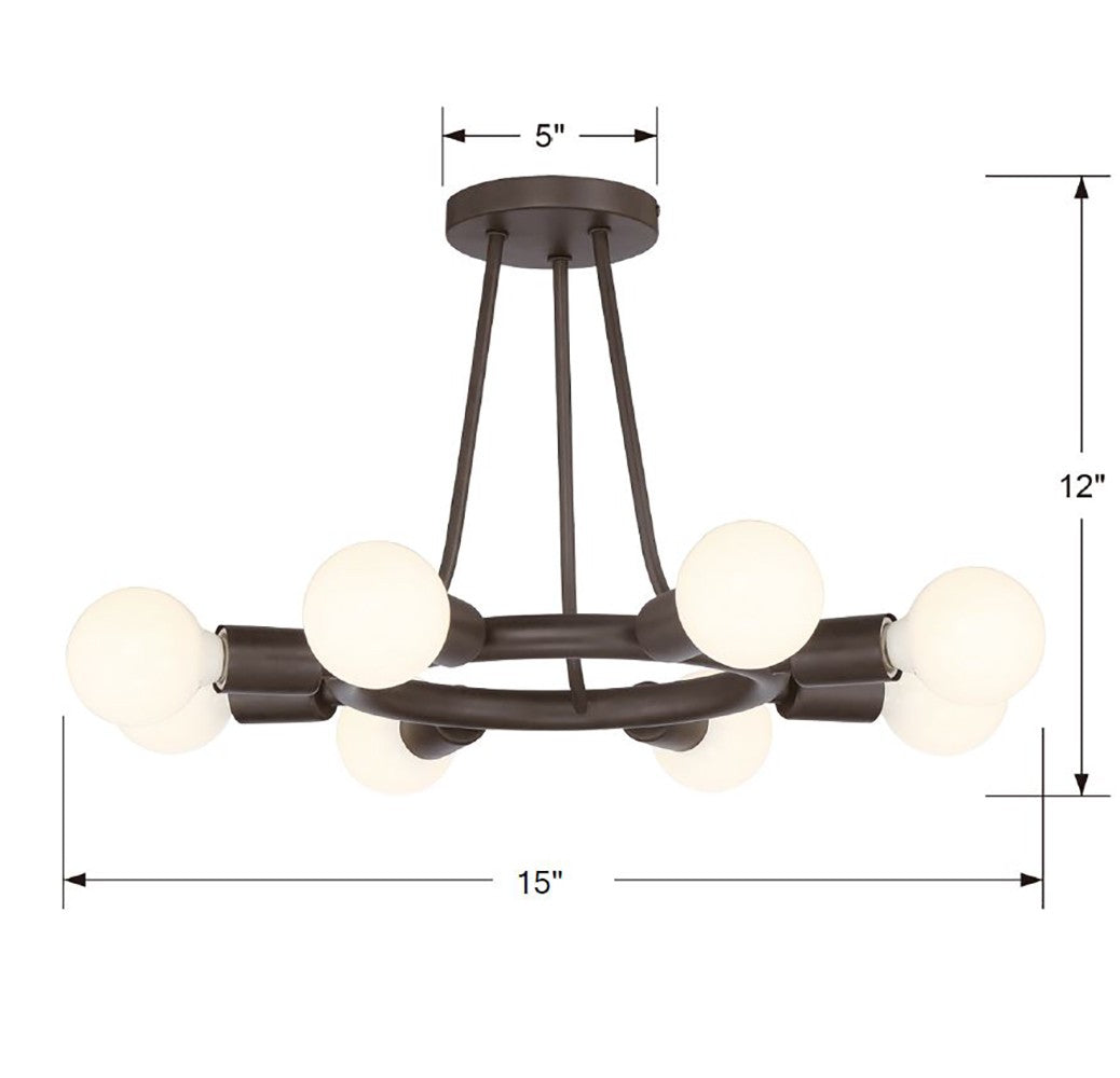 Dakota 15'' Semi Flush Mount dimensions
