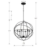 Solaris 22.5'' Chandelier - Dimensions Diagram (9226-BK)
