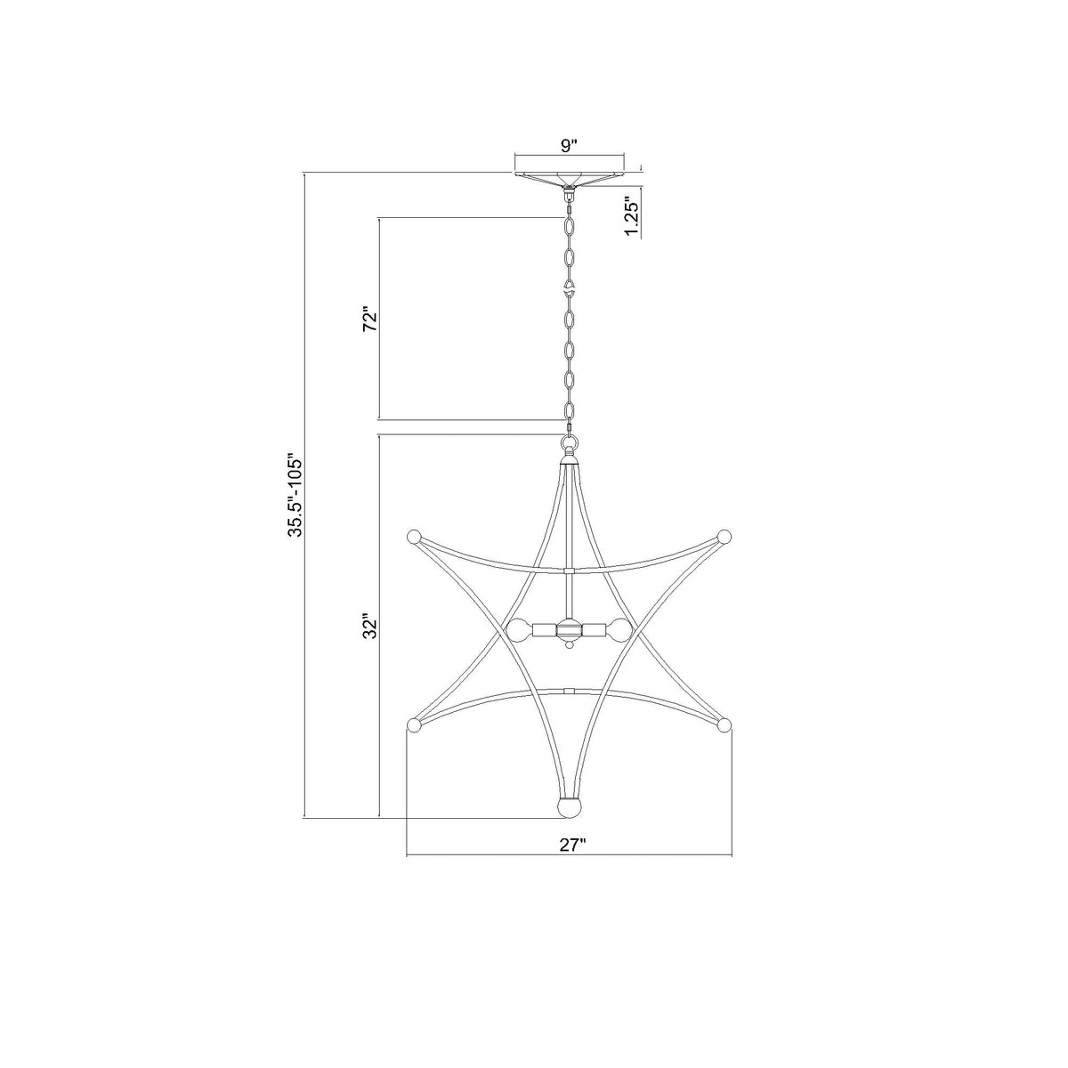 Astro 27'' Chandelier dimensions