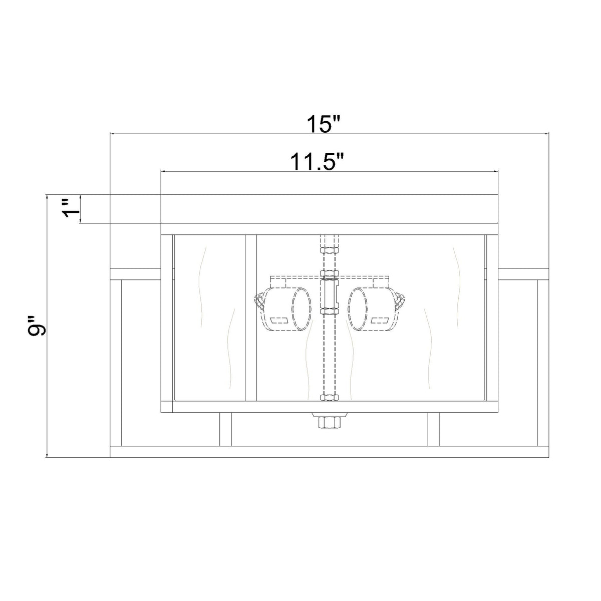 Hulton 15'' Flush Mount dimensions