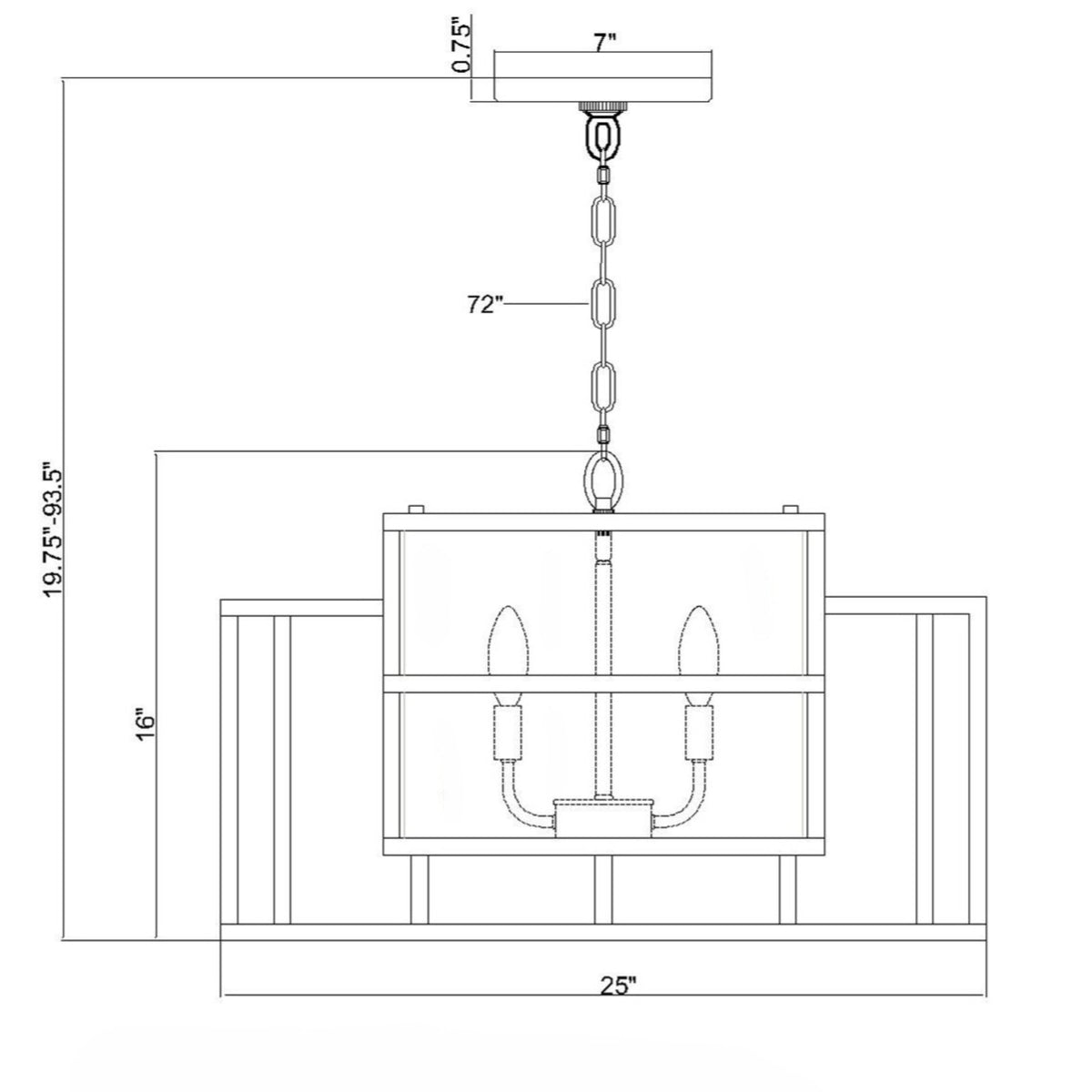 Hulton 25'' Chandelier dimensions