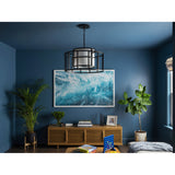 Hulton 25'' Chandelier in Matte Black - Lifestyle View (9595-MK)