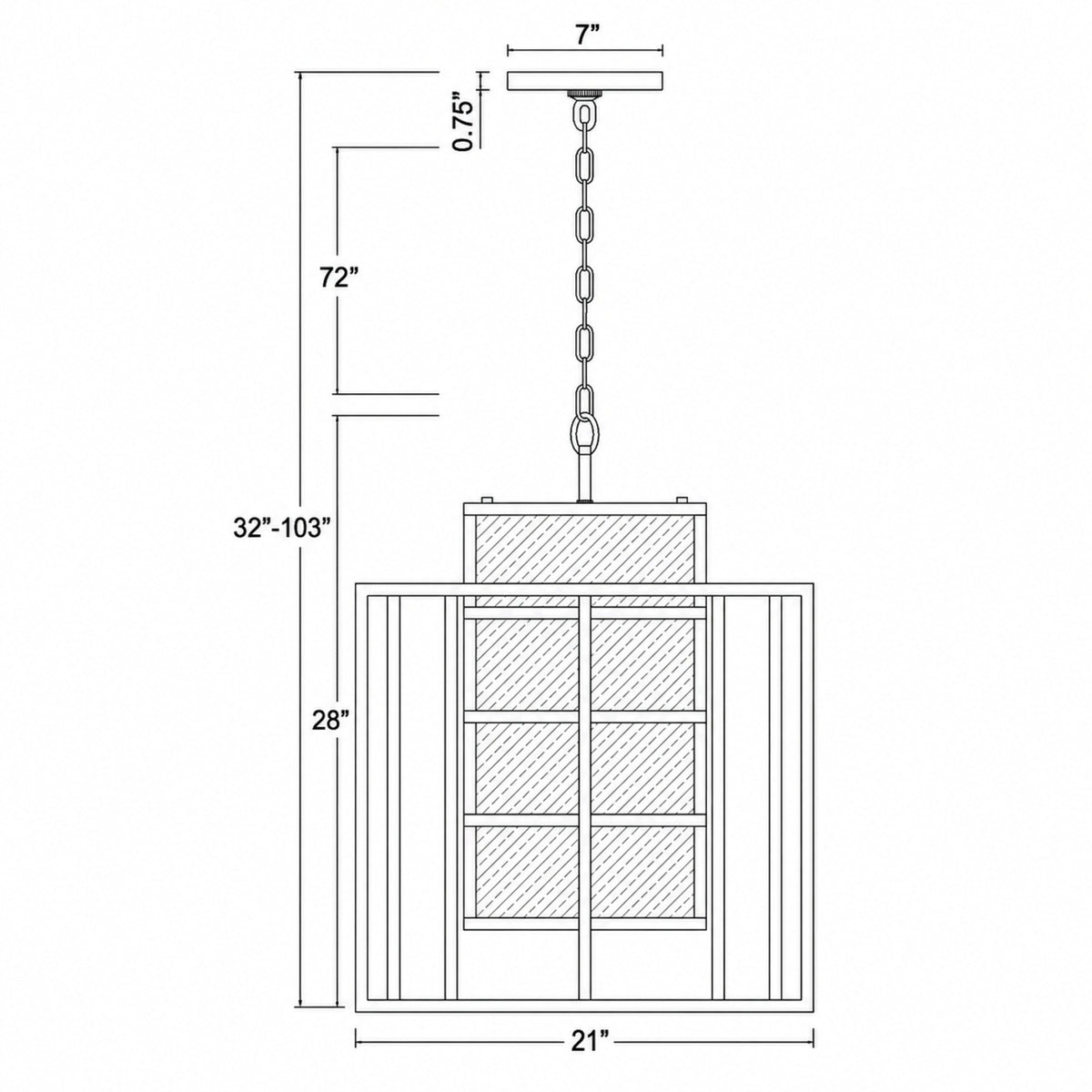 Hulton 21'' Chandelier dimensions