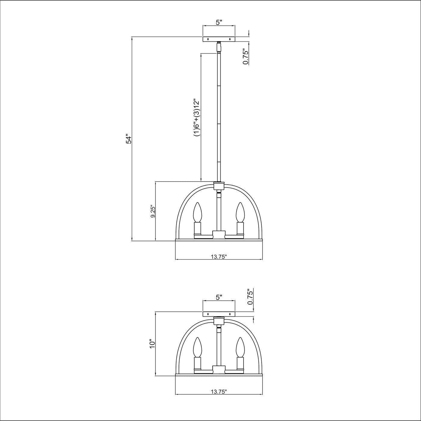 Abbott 13.75'' Chandelier dimensions