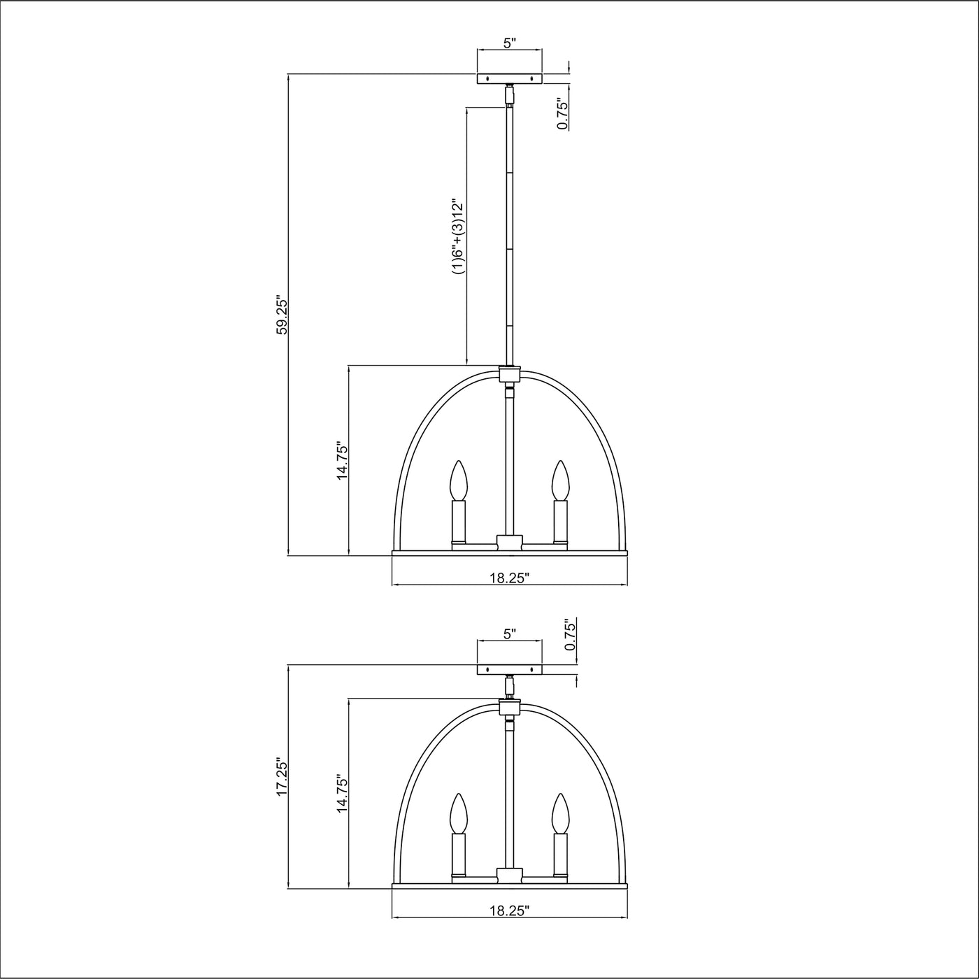 Abbott 18.25'' Chandelier dimensions