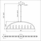 Abbott 42'' Linear Chandelier - Dimensions Diagram (ABB-3007-BK)