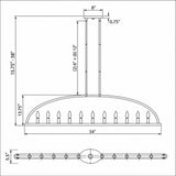 Abbott 54'' Linear Chandelier - Dimensions Diagram (ABB-3009-BK)